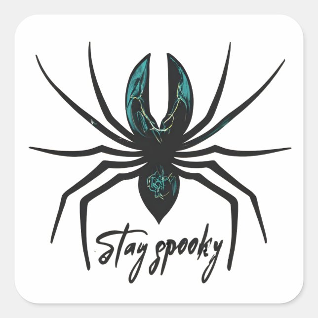 Adesivo Quadrado Mantenha a aranha do Dia das Bruxas Spooky (Frente)