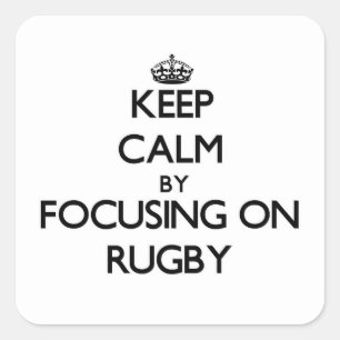 Adesivo Quadrado Mantenha a calma centrando-se sobre o rugby