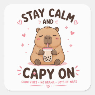 Adesivo Quadrado Mantenha a Calma e Continue Cute Design Kawaii de