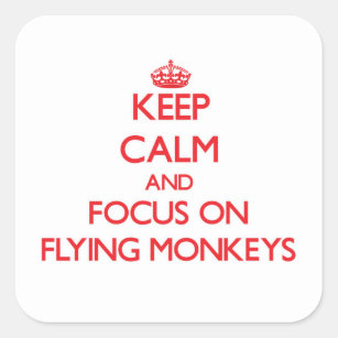 Adesivo Quadrado Mantenha a calma e o foco em macacos do vôo