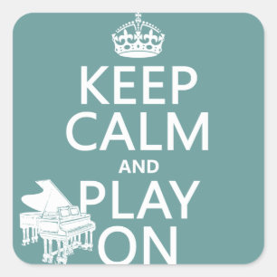 Adesivo Quadrado Mantenha a calma e o jogo em (piano) (alguma cor