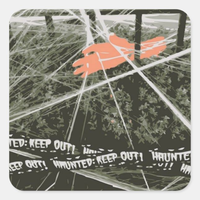 Adesivo Quadrado Mantenha a mão do Dia das Bruxas em Bushes Sapatin (Frente)