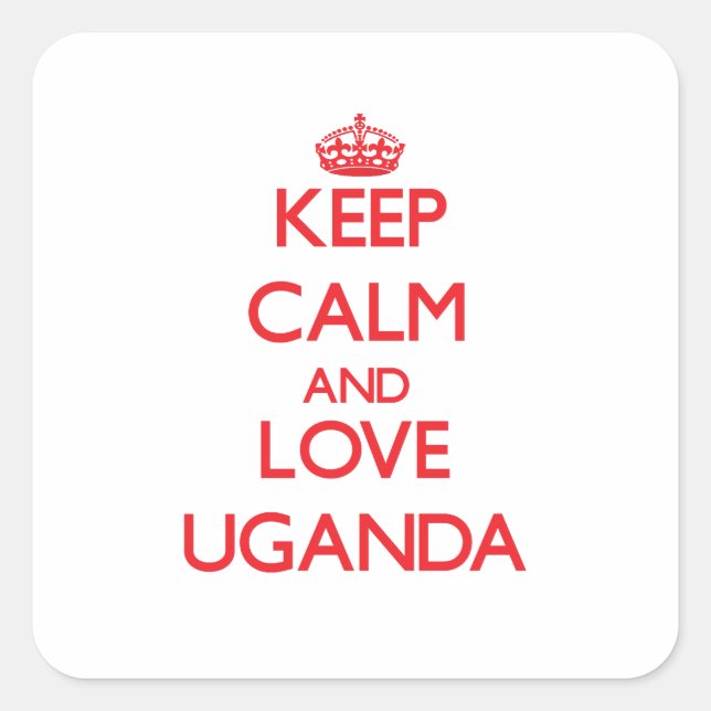 Adesivo Quadrado Mantenha calma e ame Uganda (Frente)