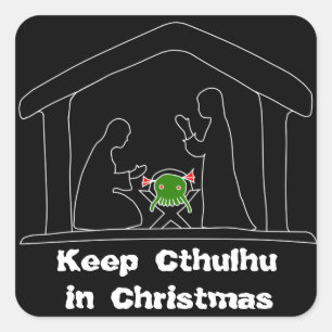 Adesivo Quadrado Mantenha Cthulhu no Natal