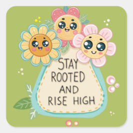 Adesivo Quadrado Mantenha-Se Enraizado E Aumente A Citação