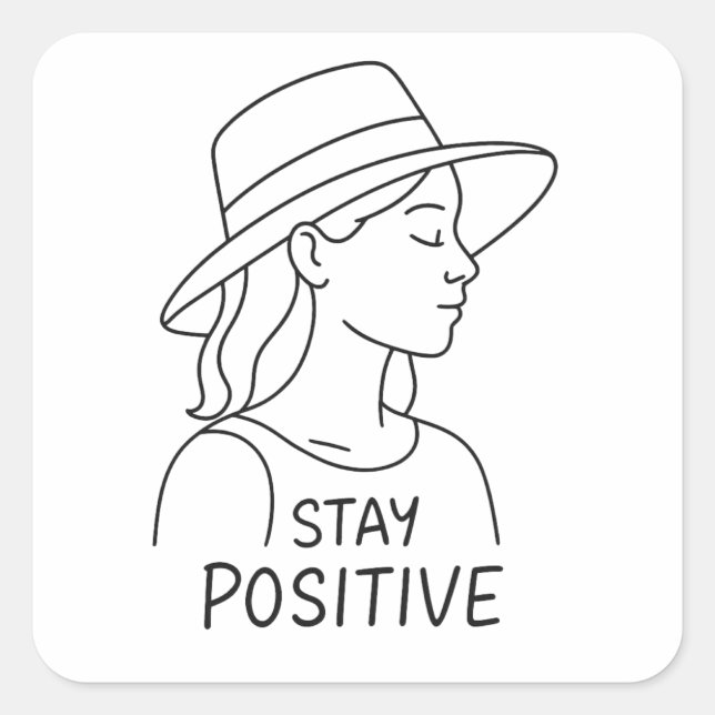 Adesivo Quadrado Mantenha-se positivo no otimismo e força radiante (Frente)