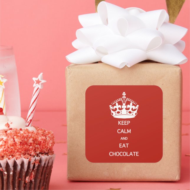 ADESIVO QUADRADO MANTER CALMA COMER CHOCOLATE (Festa)