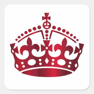 Adesivo Quadrado Manter Coroa Vermelha Calma - Alterar fundo