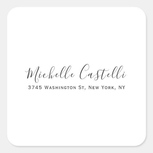 Adesivo Quadrado Manuscrito clássico único profissional (Frente)