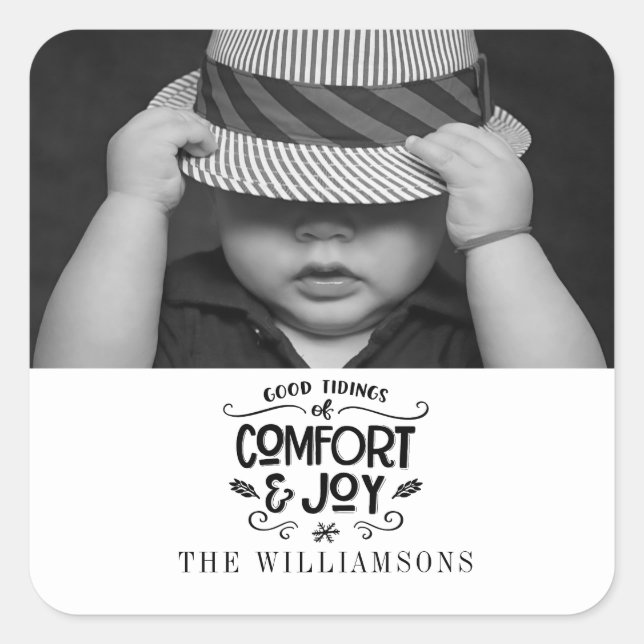 Adesivo Quadrado Manuscrito Moderno | Vinheta de fotos em branco pr (Frente)