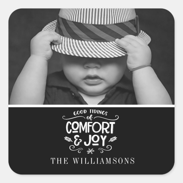 Adesivo Quadrado Manuscrito Moderno | Vinheta de fotos em branco pr (Frente)