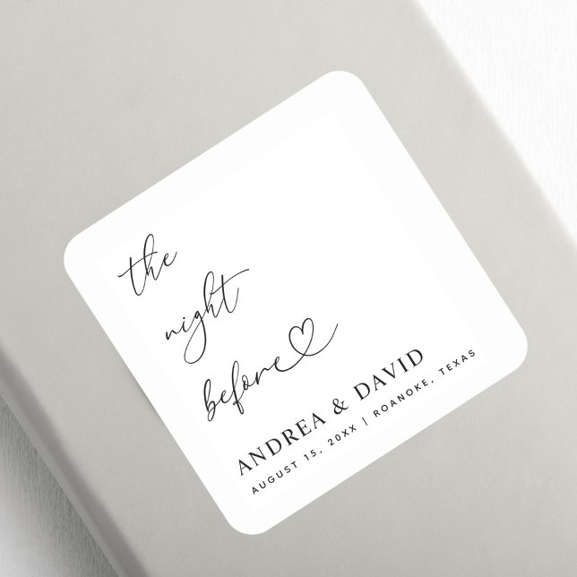 Adesivo Quadrado Manuscrito Na Noite Antes Do Janto De Ensaio (Criador carregado)