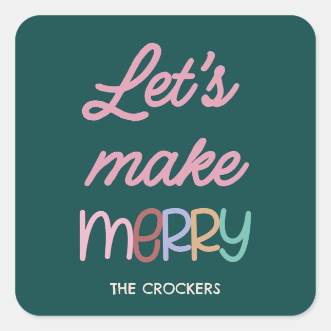 Adesivo Quadrado Manuscrito Vamos Fazer Alegria (Frente)