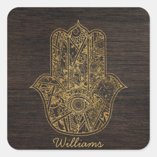 Adesivo Quadrado Mão de HAMSA do design do amuleto do símbolo de