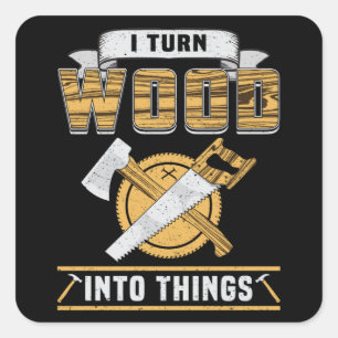Adesivo Quadrado Mão-de-Madeira Carpinteiro de madeira Ideia