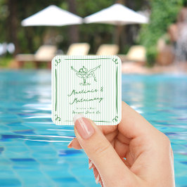 Adesivo Quadrado Mão Impressionante Desenhou Martinis Verde e Matri