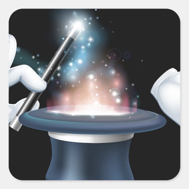 Adesivo Quadrado Mão mágica e truque de cima (Frente)