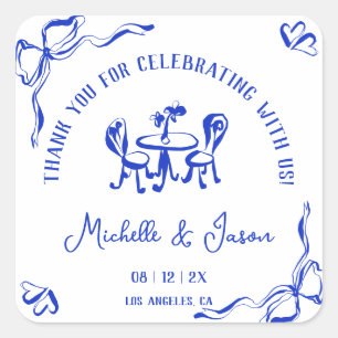 Adesivo Quadrado Mão Única Desenhada Arco Francês Obrigado