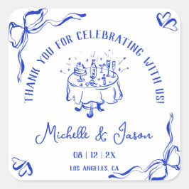 Adesivo Quadrado Mão Única Desenhada Arco Francês Obrigado