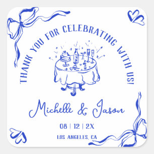 Adesivo Quadrado Mão Única Desenhada Arco Francês Obrigado