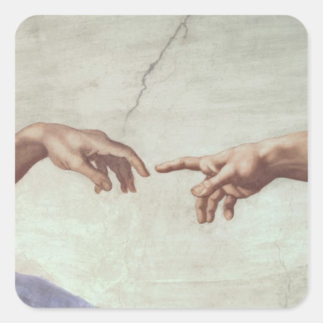 Adesivo Quadrado Mãos de Deus e Adão (Frente)