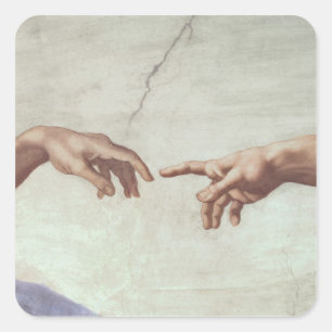 Adesivo Quadrado Mãos de Deus e Adão