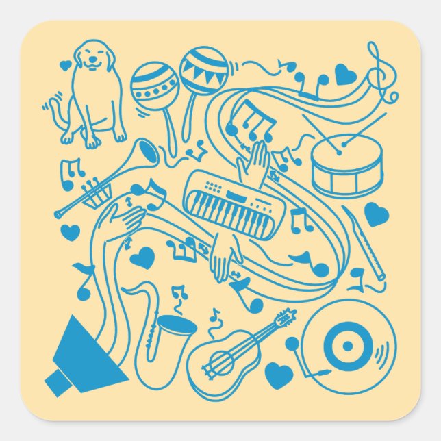 Adesivo Quadrado Mãos de Música - Design ASL (Frente)