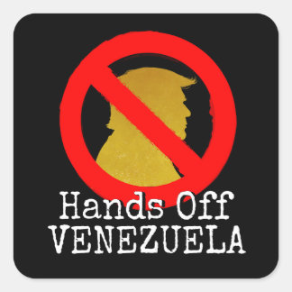 Adesivo Quadrado mãos fora da venezuela - logo anti trump