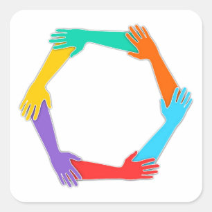 Adesivo Quadrado Mãos juntadas