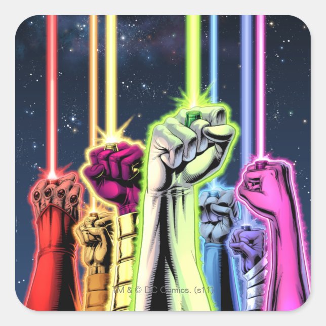 Adesivo Quadrado Mãos no ar com anéis - Cor (Frente)