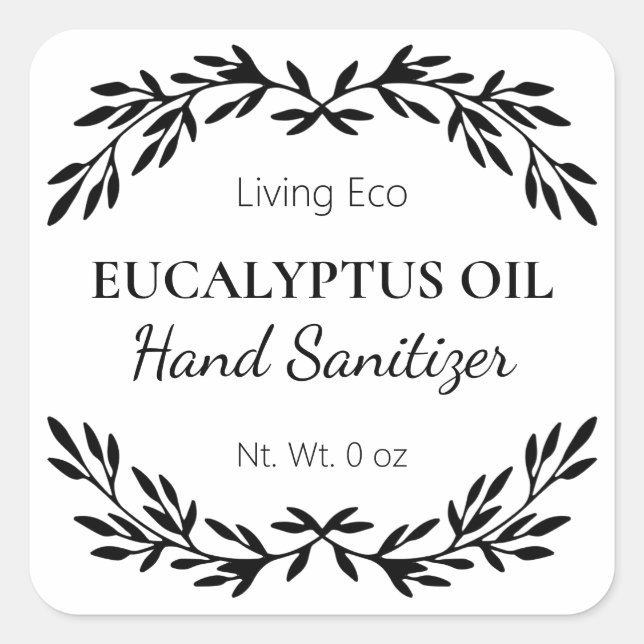 Adesivo Quadrado Mãos, Saneamento Branco, Rótulos (Frente)