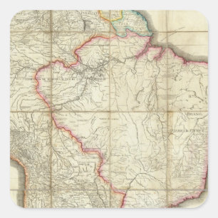 Adesivo Quadrado Mapa 3 de Ámérica do Sul