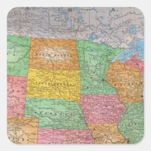 Adesivo Quadrado Mapa 3 dos Estados Unidos