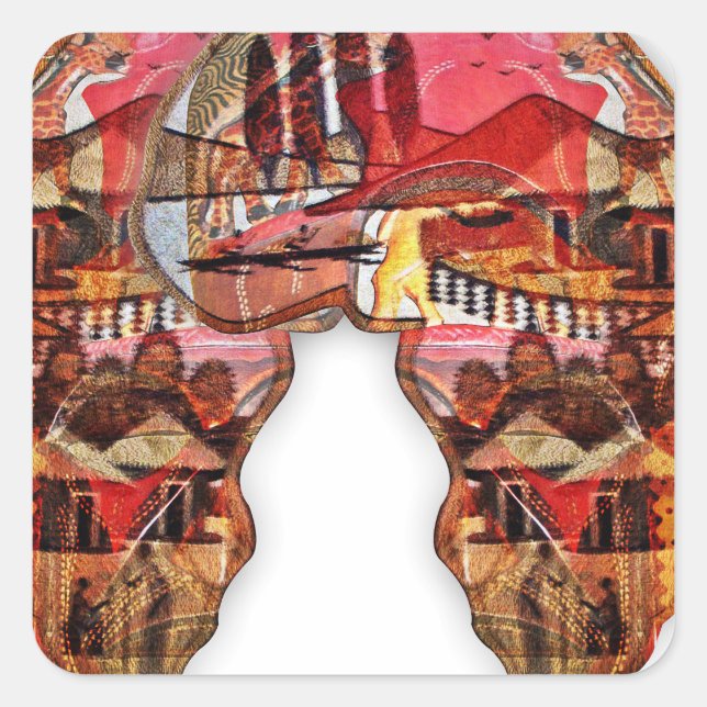 Adesivo Quadrado Mapa Africano: Celebrar a Estação com a Cultura (Frente)