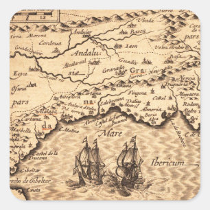 Adesivo Quadrado Mapa antigo antigo inspirado (3)