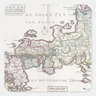 Adesivo Quadrado Mapa antigo de Japão 1769