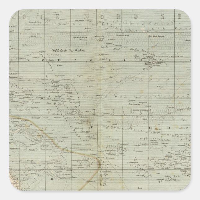 Adesivo Quadrado Mapa Atlas da Oceânia (Frente)