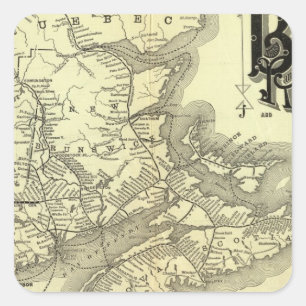 Adesivo Quadrado Mapa Boston e estrada de ferro 2 de Maine