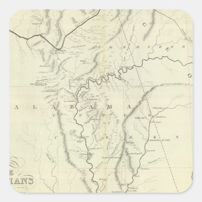 Adesivo Quadrado Mapa Cherokee (Frente)