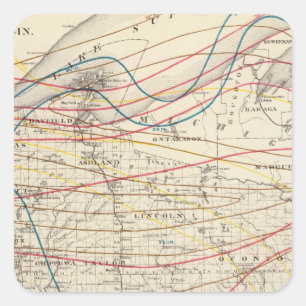 Adesivo Quadrado Mapa climatológico de Wisconsin