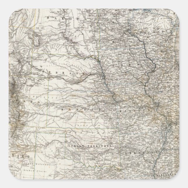 Adesivo Quadrado Mapa composto dos Estados Unidos da América (Frente)