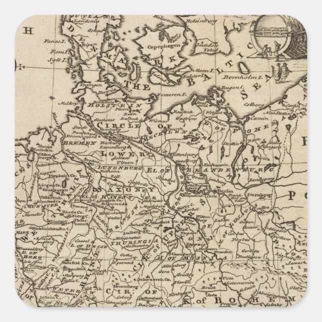 Adesivo Quadrado Mapa da Alemanha (Frente)