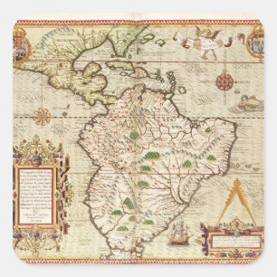 Adesivo Quadrado Mapa da América Central e do Sul