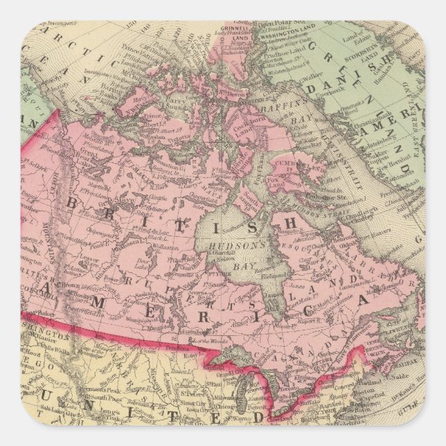 Adesivo Quadrado Mapa Da América Do Norte (Frente)