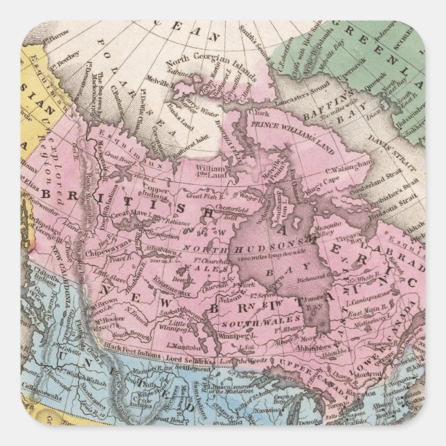 Adesivo Quadrado Mapa da América do Norte 2 (Frente)