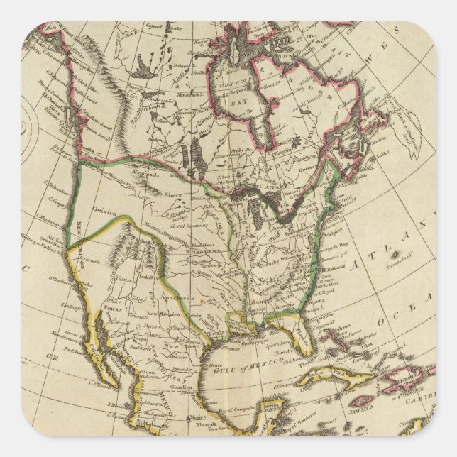 Adesivo Quadrado Mapa da América do Norte 2 (Frente)