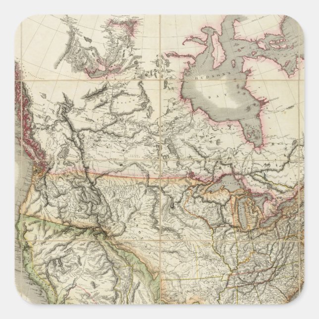 Adesivo Quadrado Mapa da América do Norte 4 (Frente)