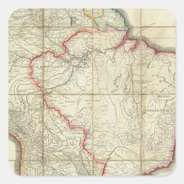 Adesivo Quadrado Mapa da América do Sul 3 (Frente)