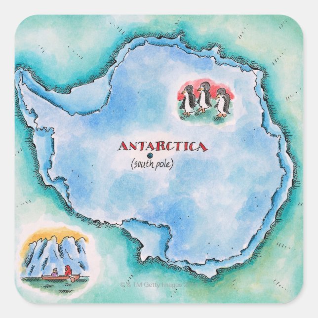 Adesivo Quadrado Mapa da Antártica (Frente)