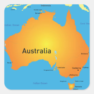 Adesivo Quadrado Mapa Da Austrália